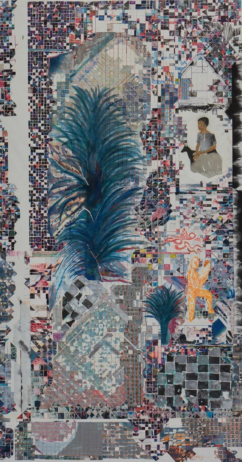 陈彧君，《亚洲地图NO.201507》,265x143cm，纸本综合拼贴，2015.jpg