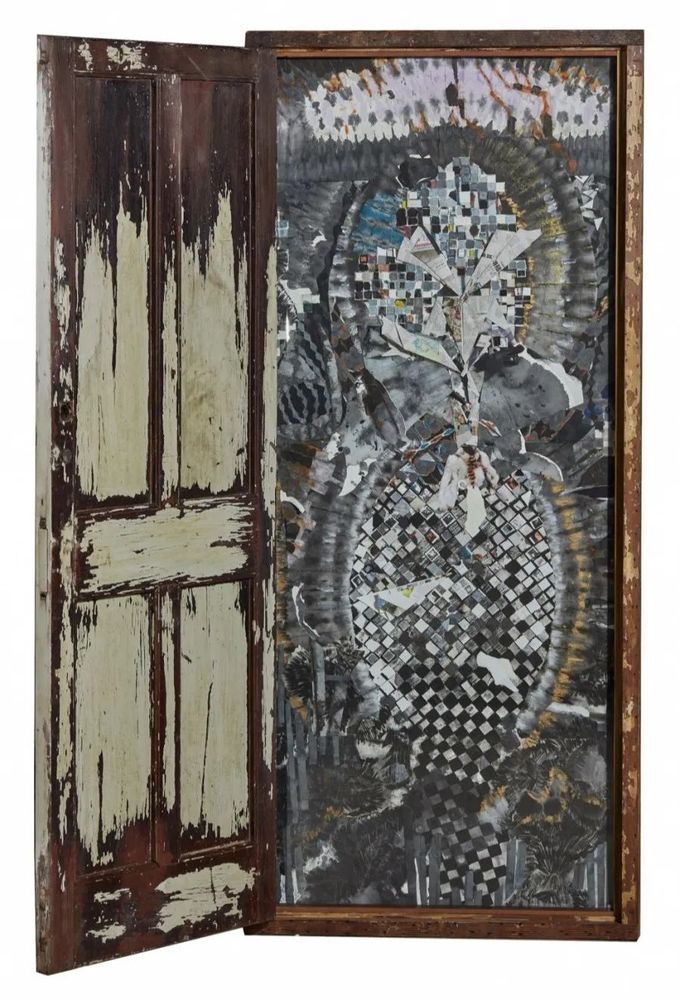陈彧君，亚洲地图NO.190120，209x91.5cm，纸本综合拼贴、旧门，2019.jpg